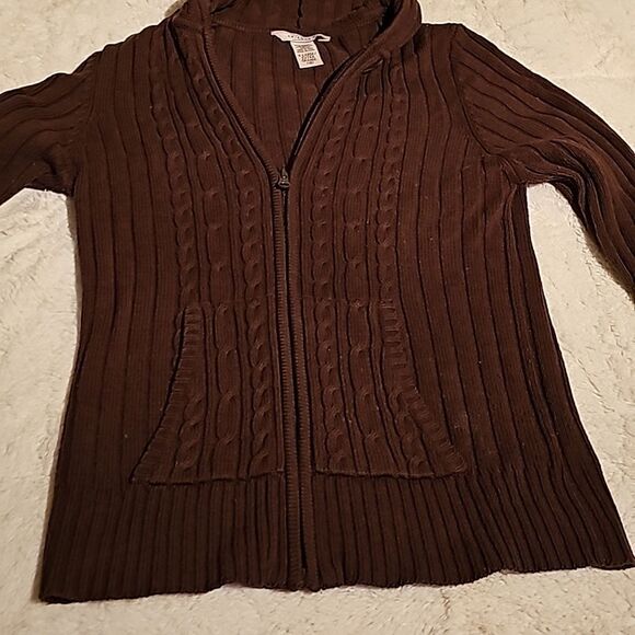 ARIZONA Brown Hooded Zipper Sweater with Pockets. Girls 14/16 - Picture 5 of 5